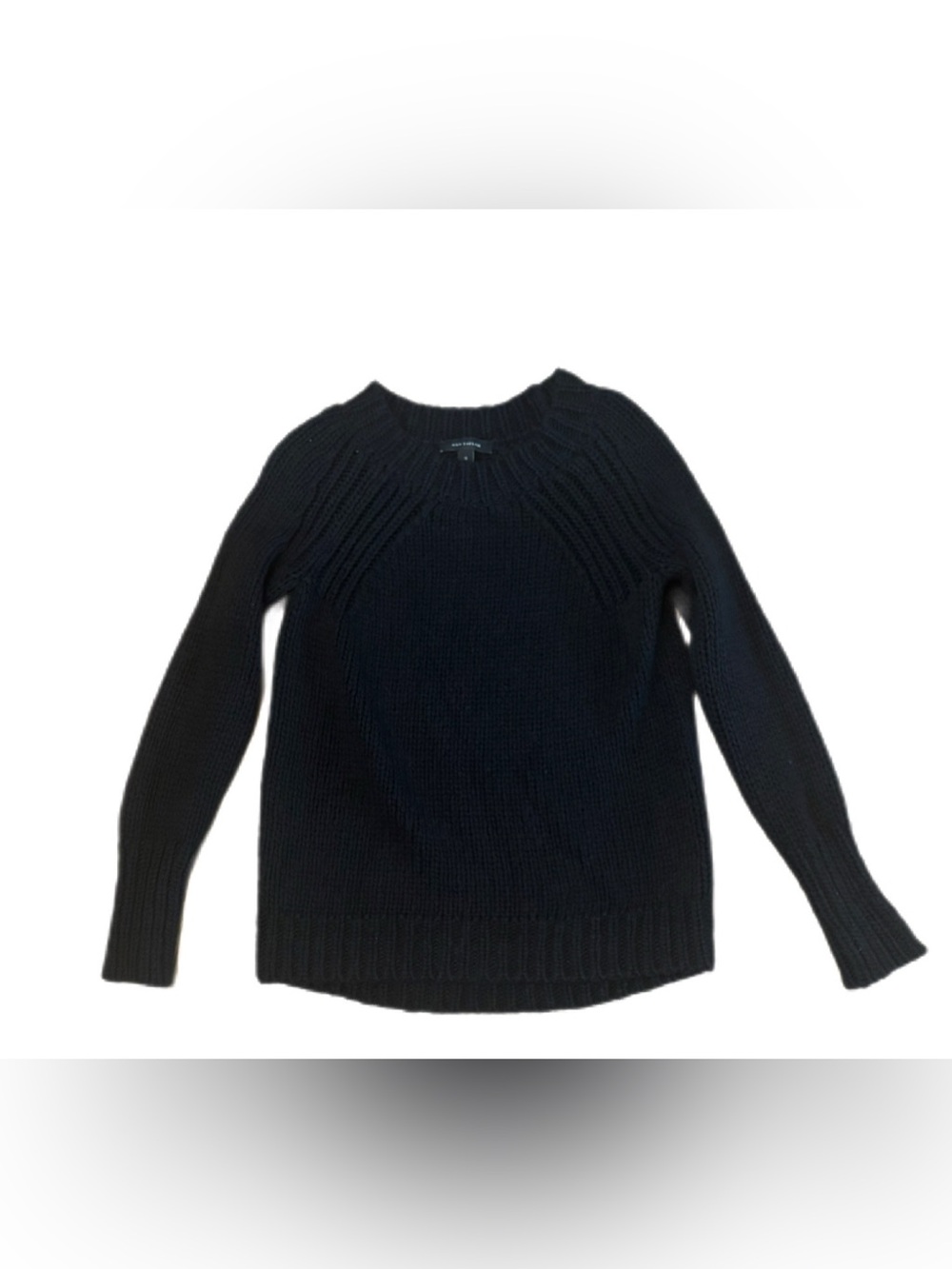 Ann Taylor Black Shaker Knit Crewneck Raglan Sweater - Size Small